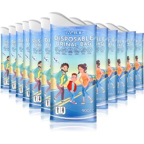 Upgrade Version Disposable Urine Bags for Travel, 900ML Portable Pee Bags for Women Men, 12 PCS Emergency Portable Unisex Urinal Bag Vomit Bags for Camping, Road Trip,Traffic Jams, Pregnant,