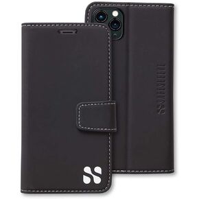 حافظة حماية من SafeSleeve EMF مضادة للإشعاع لهاتف iPhone: محفظة iPhone 11 Pro Max RFID مع حامل بطاقات RFID، حافظة هاتف محمول بحامل قابل للتعديل للنساء والرجال (جلد)