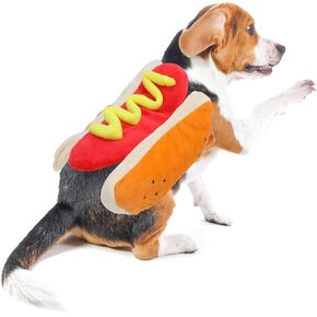 Dog Hot Dog Costume Halloween Pet Clothes Food Hot Dog Outfits Cosplay for Small Medium Dogs Cats Puppy Funny Dress Up (Medium)