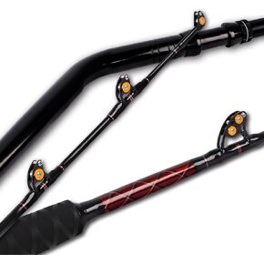 Fiblink Bent Butt Fishing Rod 2 Piece Saltwater Trolling Rod Heavy Duty Deep Drop Rod Big Name Conventional Boat Fishing Pole (Bent 6'6" 120-200lbs)