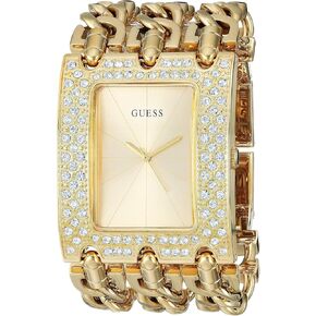GUESS Women's Stainless Steel Quartz Watch with Stainless-Steel Strap, Gold, 46 (Model: U1275L2)