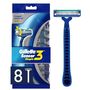 Gillette Sensor3 Simple Men’s Disposable Razors, 8 Count