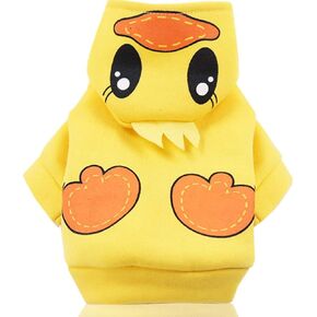 SEIS Halloween Cartoon Dog Hoodies with Hat Funny Cat Clothes Tiger Dinosaur Duck Pumpkin Design Warm Pet Suit Four-legged Costume for Small Medium Dog (Duck, S)