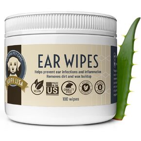 PUPPY LISA Dog Ear Cleaner Wipes - Made in The US, Alcohol Free, Non-Irritant Solution - with Aloe Vera and Witch Hazel - Ear Wipes for Dogs to Prevent Ear Infection - Pet Ear Wipes to Remove Dirt