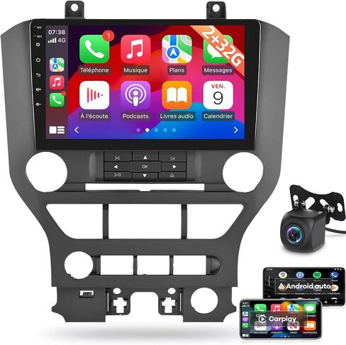 2G+32G Car Stereo for Ford Mustang 2015-2020 (Adapts to 3 Buttons Only) - 9 Inch HD Touchscreen DSP Audio - Wireless Apple Carplay & Android Auto, WiFi/GPS/EQ/SWC + AHD Backup Camera in Saudi Arabia
