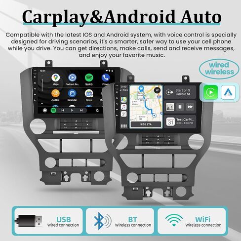 2G+32G Car Stereo for Ford Mustang 2015-2020 (Adapts to 3 Buttons Only) - 9 Inch HD Touchscreen DSP Audio - Wireless Apple Carplay & Android Auto, WiFi/GPS/EQ/SWC + AHD Backup Camera in Saudi Arabia