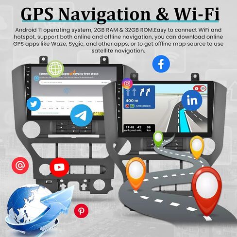 2G+32G Car Stereo for Ford Mustang 2015-2020 (Adapts to 3 Buttons Only) - 9 Inch HD Touchscreen DSP Audio - Wireless Apple Carplay & Android Auto, WiFi/GPS/EQ/SWC + AHD Backup Camera in Saudi Arabia