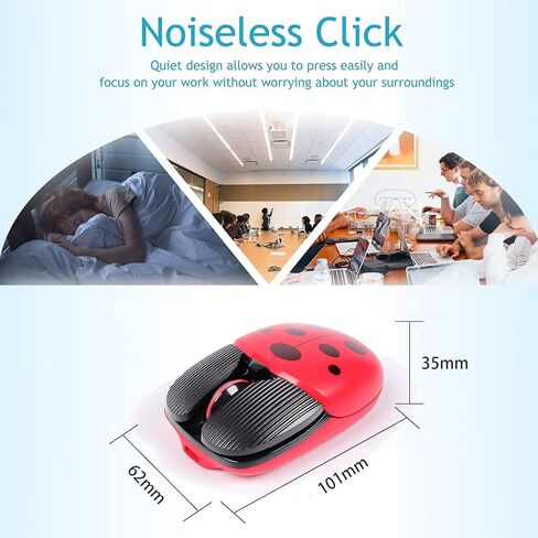 ماوس لاسلكي Super Space، 2.4G ماوس لطيف بدون صوت مع جهاز استقبال USB - 4 أزرار ماوس 1600 نقطة لكل بوصة قابلة لإعادة الشحن لأجهزة الكمبيوتر المحمولة وأجهزة الكمبيوتر المكتبية (أحمر) in Kuwait