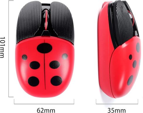 ماوس لاسلكي Super Space، 2.4G ماوس لطيف بدون صوت مع جهاز استقبال USB - 4 أزرار ماوس 1600 نقطة لكل بوصة قابلة لإعادة الشحن لأجهزة الكمبيوتر المحمولة وأجهزة الكمبيوتر المكتبية (أحمر) in Kuwait