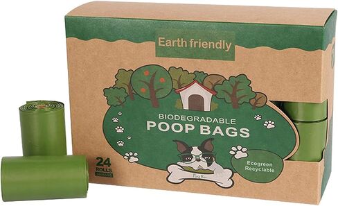 Mandy Dog Poop Bags, Extra Thick and Strong Poop Bags for Dogs, Leak Proof Dog Bags, Each Doggie Poop Bags Measures 9 x 13 Inches, 15 Dog Waste Bags Per Roll (24 Rolls/360 Bags) Navy Green in Saudi Arabia