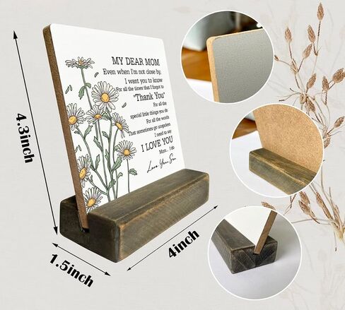 To My Dear Mom Wood Sign Gift, Gifts for Mom from Son, Plaque with Wooden Stand, Meaningful Wood Sign Plaque Gift, Wood Plaque Gift, Mother’s Day Christmas Thanksgiving Birthday Gift B1 in Saudi Arabia