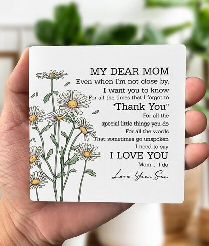 To My Dear Mom Wood Sign Gift, Gifts for Mom from Son, Plaque with Wooden Stand, Meaningful Wood Sign Plaque Gift, Wood Plaque Gift, Mother’s Day Christmas Thanksgiving Birthday Gift B1 in Saudi Arabia