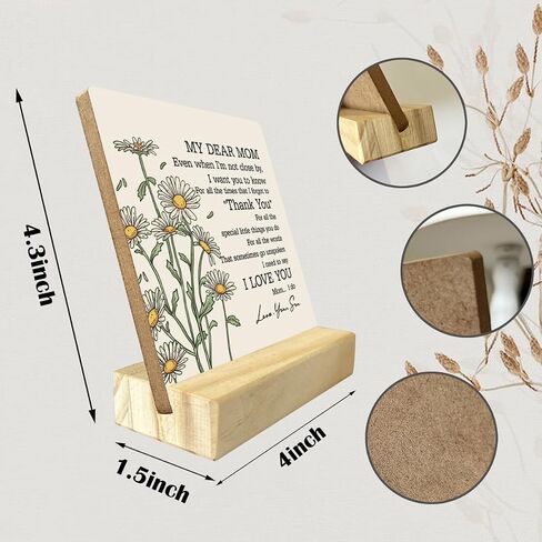 To My Dear Mom Wood Sign Gift, Gifts for Mom from Son, Plaque with Wooden Stand, Meaningful Wood Sign Plaque Gift, Wood Plaque Gift, Mother’s Day Christmas Thanksgiving Birthday Gift B1 in Saudi Arabia