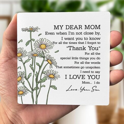 To My Dear Mom Wood Sign Gift, Gifts for Mom from Son, Plaque with Wooden Stand, Meaningful Wood Sign Plaque Gift, Wood Plaque Gift, Mother’s Day Christmas Thanksgiving Birthday Gift B1 in Saudi Arabia