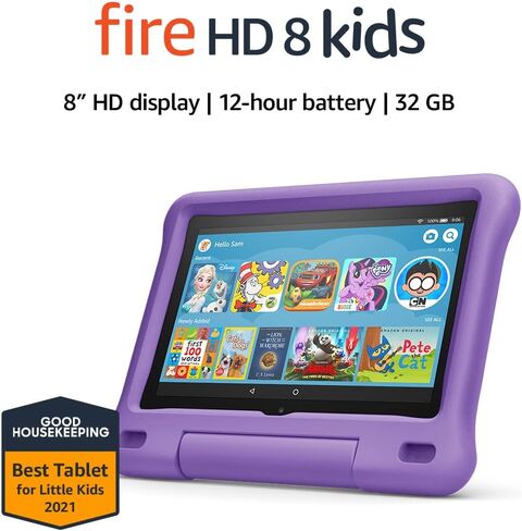 تابلت Fire HD 8 للأطفال، شاشة 8 بوصات عالية الدقة، للأعمار من 3 إلى 7 سنوات، 32 جيجابايت، يتضمن اشتراكًا لمدة عام في محتوى Amazon Kids+، حافظة زرقاء مقاومة للأطفال، (إصدار 2020) in Saudi Arabia