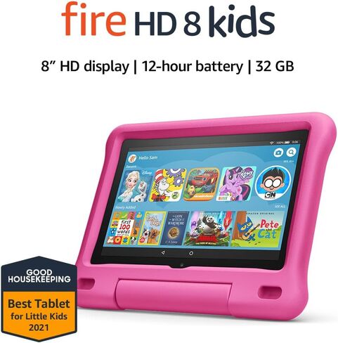 تابلت Fire HD 8 للأطفال، شاشة 8 بوصات عالية الدقة، للأعمار من 3 إلى 7 سنوات، 32 جيجابايت، يتضمن اشتراكًا لمدة عام في محتوى Amazon Kids+، حافظة زرقاء مقاومة للأطفال، (إصدار 2020) in Saudi Arabia