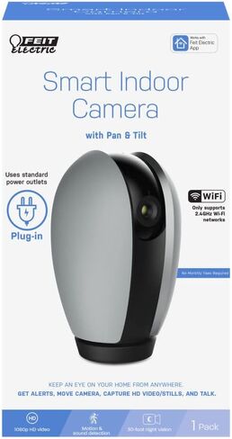 Feit Electric CAM/PAN/WiFi 1080p HD Indoor Pan/Tilt WiFi Smart Home Security Camera with Night Vision, 2-Way Audio, White in Saudi Arabia