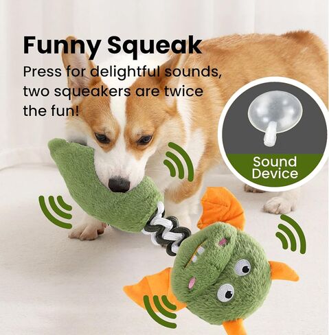 Large Squeaky Dog Toys for Aggressive Chewers, Soft Plush Indestructible Rope Dog Chew Toys for Small Medium Large Dogs, Tug of War Dog Toys to Keep Them Busy, 18 Inches, Green Monster in Saudi Arabia