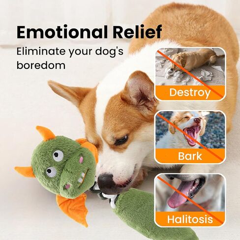 Large Squeaky Dog Toys for Aggressive Chewers, Soft Plush Indestructible Rope Dog Chew Toys for Small Medium Large Dogs, Tug of War Dog Toys to Keep Them Busy, 18 Inches, Green Monster in Saudi Arabia