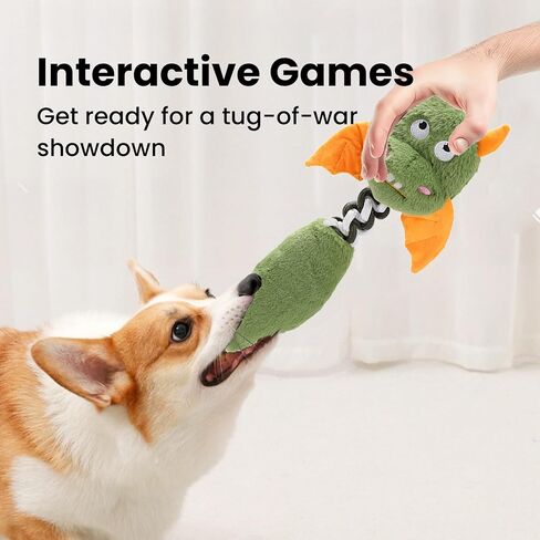 Large Squeaky Dog Toys for Aggressive Chewers, Soft Plush Indestructible Rope Dog Chew Toys for Small Medium Large Dogs, Tug of War Dog Toys to Keep Them Busy, 18 Inches, Green Monster in Saudi Arabia