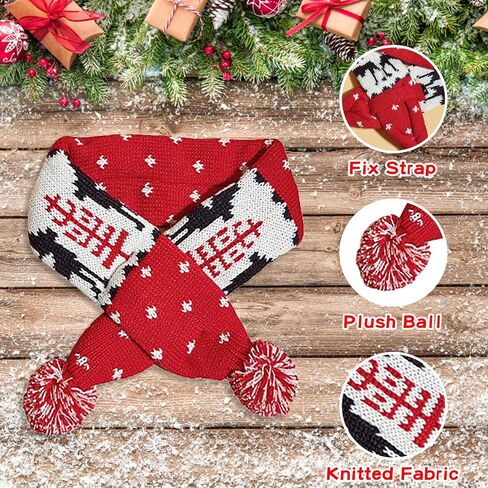 Dog Christmas Scarf Pet Puppy Xmas Knitted Costume Winter Warm Bandanas Neckerchief Cat Neck Warmer Apparel for Holiday Festive (Large, Red White Stripes) in Saudi Arabia
