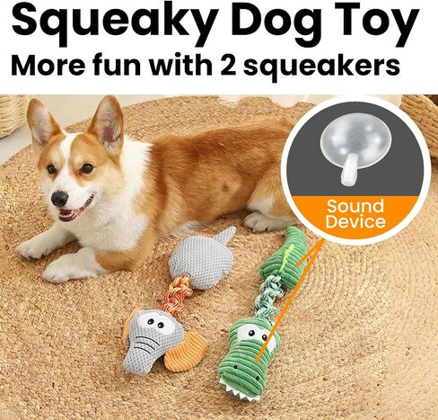 Large Squeaky Dog Toys for Aggressive Chewers, Soft Plush Indestructible Rope Dog Chew Toys for Small Medium Large Dogs, Tug of War Dog Toys to Keep Them Busy, 18 Inches, Green Monster in Saudi Arabia