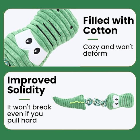 Large Squeaky Dog Toys for Aggressive Chewers, Soft Plush Indestructible Rope Dog Chew Toys for Small Medium Large Dogs, Tug of War Dog Toys to Keep Them Busy, 18 Inches, Green Monster in Saudi Arabia