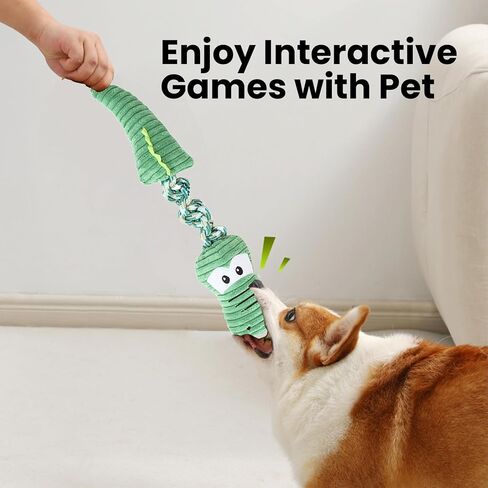 Large Squeaky Dog Toys for Aggressive Chewers, Soft Plush Indestructible Rope Dog Chew Toys for Small Medium Large Dogs, Tug of War Dog Toys to Keep Them Busy, 18 Inches, Green Monster in Saudi Arabia