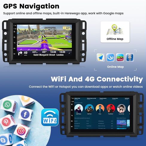 2+64GB Android 13 Car Stereo for Chevrolet Chevy Silverado GMC Sierra Buick Enclave Yukon Wireless Carplay & Android Auto,7 Inch Touch Screen Radio with GPS Navigation,WiFi, FM/RDS, Backup Camera in Saudi Arabia