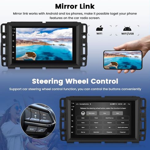 2+64GB Android 13 Car Stereo for Chevrolet Chevy Silverado GMC Sierra Buick Enclave Yukon Wireless Carplay & Android Auto,7 Inch Touch Screen Radio with GPS Navigation,WiFi, FM/RDS, Backup Camera in Saudi Arabia