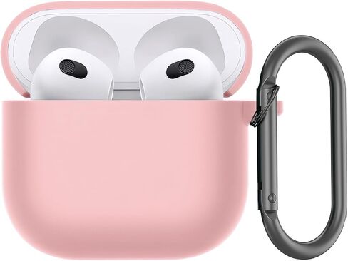غطاء حماية من السيليكون لهاتف AirPods 4 2024 مقاوم للصدمات ويدعم الشحن اللاسلكي لهاتف Apple Airpods الجيل الرابع وردي in Saudi Arabia