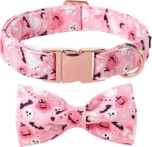 Lionet Paws Fall Halloween Dog Collar, Cute Bat Pumpkin Dog Collar for Small Dogs, Adjustable Cotton Orange Pet Collars Puppy Collar for Small Dogs in Kuwait