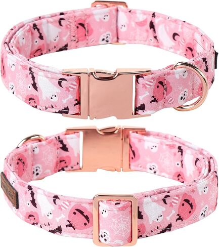Lionet Paws Fall Halloween Dog Collar, Cute Bat Pumpkin Dog Collar for Small Dogs, Adjustable Cotton Orange Pet Collars Puppy Collar for Small Dogs in Kuwait