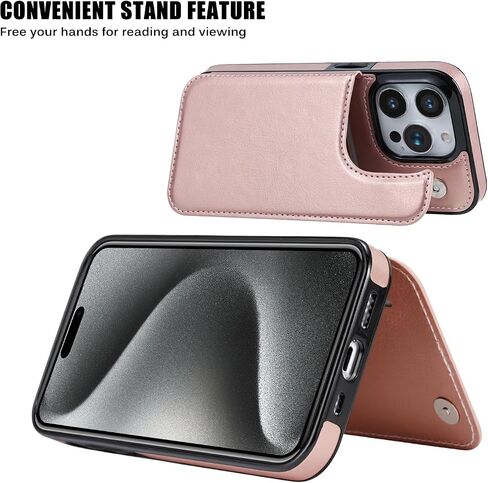 Compatible with iPhone 15 Pro 6.1" Wallet Case +1 Screen Protector, Slim Protective case with Card Holder, PU Leather Kickstand Card Slots Case iPhone 15 pro(6.1")-White in Saudi Arabia