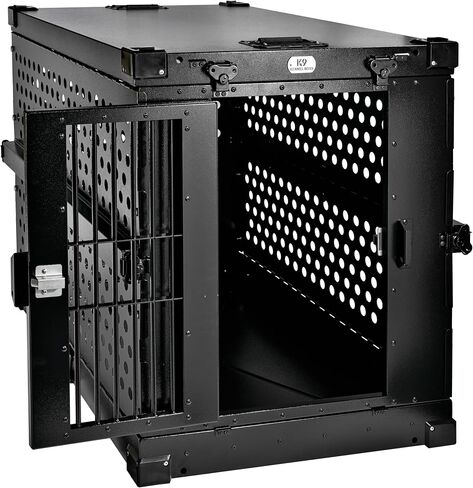 K9 Kennel Boss - Heavy Duty Fully Collapsible Powder-Coated Aluminum Dog Crate - Large (Black) for Large Dogs 50-100 lbs in Saudi Arabia