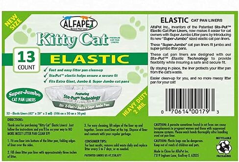 Alfapet Kitty Cat Pan Litter Box Liners-5-Pack-For Extra-Giant, jumbo, super-jumbo Size litter Pans- With Sta-Put Technology for Firm, Easy Fit- Quick + Clever Waste Cleaners… (5 count) in Saudi Arabia