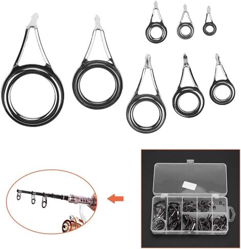 Alomejor Fishing Rod 75pcs Stainless Steel Mixed 8 Sizes Fishing Rod Guides Tips Eye Ring Sea Fishing Pole Line Kt Set in Saudi Arabia