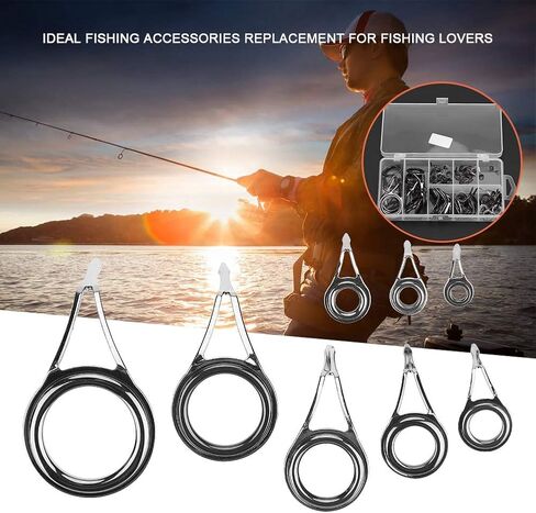 Alomejor Fishing Rod 75pcs Stainless Steel Mixed 8 Sizes Fishing Rod Guides Tips Eye Ring Sea Fishing Pole Line Kt Set in Saudi Arabia