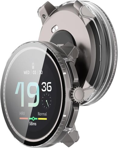 حافظة مخصصة لـ SUUNTO Race S، حافظة مع واقي شاشة [زجاج مقسى] حافظة حماية صلبة كاملة من الكمبيوتر الشخصي لملحقات الساعة الذكية SUUNTO Race S (أسود وشفاف) in Saudi Arabia