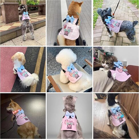 Dog Harness,Adjustable Velcro Denim Dog Harness Small Sized Dog, Unique Style Knot Pink No Pull Dog Harness and Leash Set, No Choke Dog Vest Harness (M,Pink) in Saudi Arabia