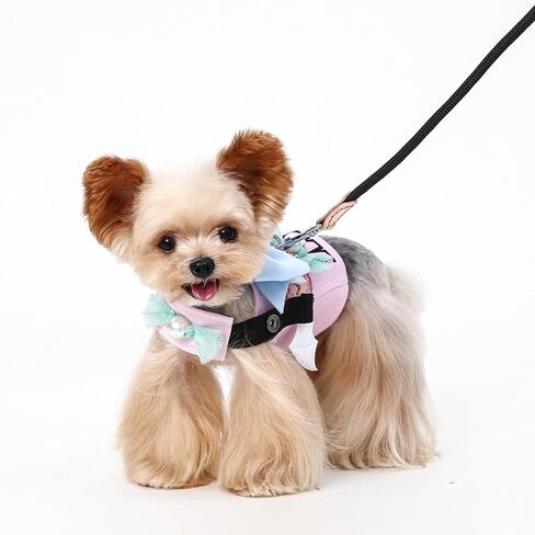 Dog Harness,Adjustable Velcro Denim Dog Harness Small Sized Dog, Unique Style Knot Pink No Pull Dog Harness and Leash Set, No Choke Dog Vest Harness (M,Pink) in Saudi Arabia