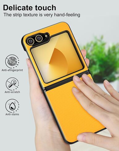 حافظة واقية نحيفة Foluu لهاتف Samsung Galaxy Z Flip 6 مع حزام مطاطي لحماية المفصلات من جلد البولي يوريثان + غطاء صلب من البولي كربونات، غطاء متين لهاتف Samsung Galaxy Z Flip6 5G 2024 (أصفر) in Kuwait