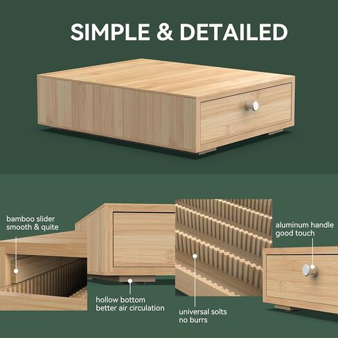 for Nespresso Vertuo Capsules (NV136) - Premium Bamboo Coffee Pod Drawer, 36 Big or 48 Small Vertuoline Pods Organizer - 14'' Deep by 3.9'' High (Natural) in Kuwait