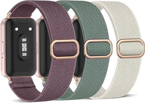 ViCRiOR 3 Pack Stretchy Nylon Solo Loop Watch Bands Compatible with Samsung Galaxy Fit 3, Elastic Braided Strap for Galaxy Fit 3 Band SM-R390 Women Men in Kuwait