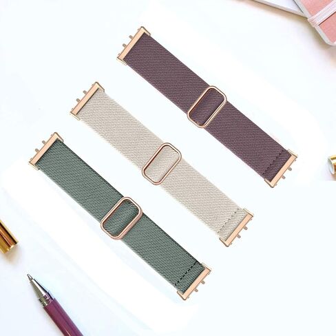 ViCRiOR 3 Pack Stretchy Nylon Solo Loop Watch Bands Compatible with Samsung Galaxy Fit 3, Elastic Braided Strap for Galaxy Fit 3 Band SM-R390 Women Men in Kuwait