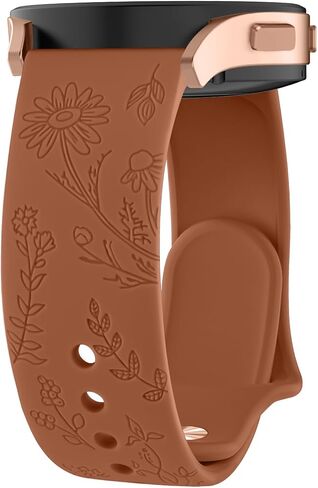 Floral Engraved Band Compatible with Samsung Galaxy Watch 3 Bands 41mm Women Men, 20mm Soft Silicone Flower Pattern Sport Replacement Strap for Galaxy Watch 3 41mm in Saudi Arabia