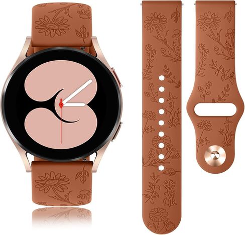 Floral Engraved Band Compatible with Samsung Galaxy Watch 3 Bands 41mm Women Men, 20mm Soft Silicone Flower Pattern Sport Replacement Strap for Galaxy Watch 3 41mm in Saudi Arabia