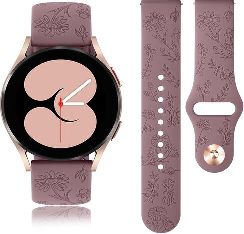 Floral Engraved Band Compatible with Samsung Galaxy Watch 3 Bands 41mm Women Men, 20mm Soft Silicone Flower Pattern Sport Replacement Strap for Galaxy Watch 3 41mm in Saudi Arabia