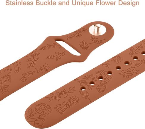 Floral Engraved Band Compatible with Samsung Galaxy Watch 3 Bands 41mm Women Men, 20mm Soft Silicone Flower Pattern Sport Replacement Strap for Galaxy Watch 3 41mm in Saudi Arabia