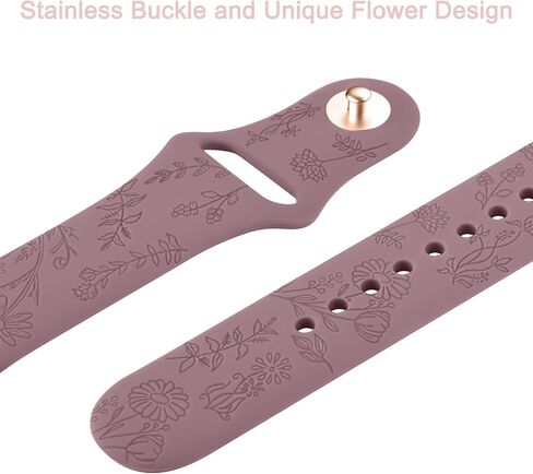 Floral Engraved Band Compatible with Samsung Galaxy Watch 3 Bands 41mm Women Men, 20mm Soft Silicone Flower Pattern Sport Replacement Strap for Galaxy Watch 3 41mm in Saudi Arabia